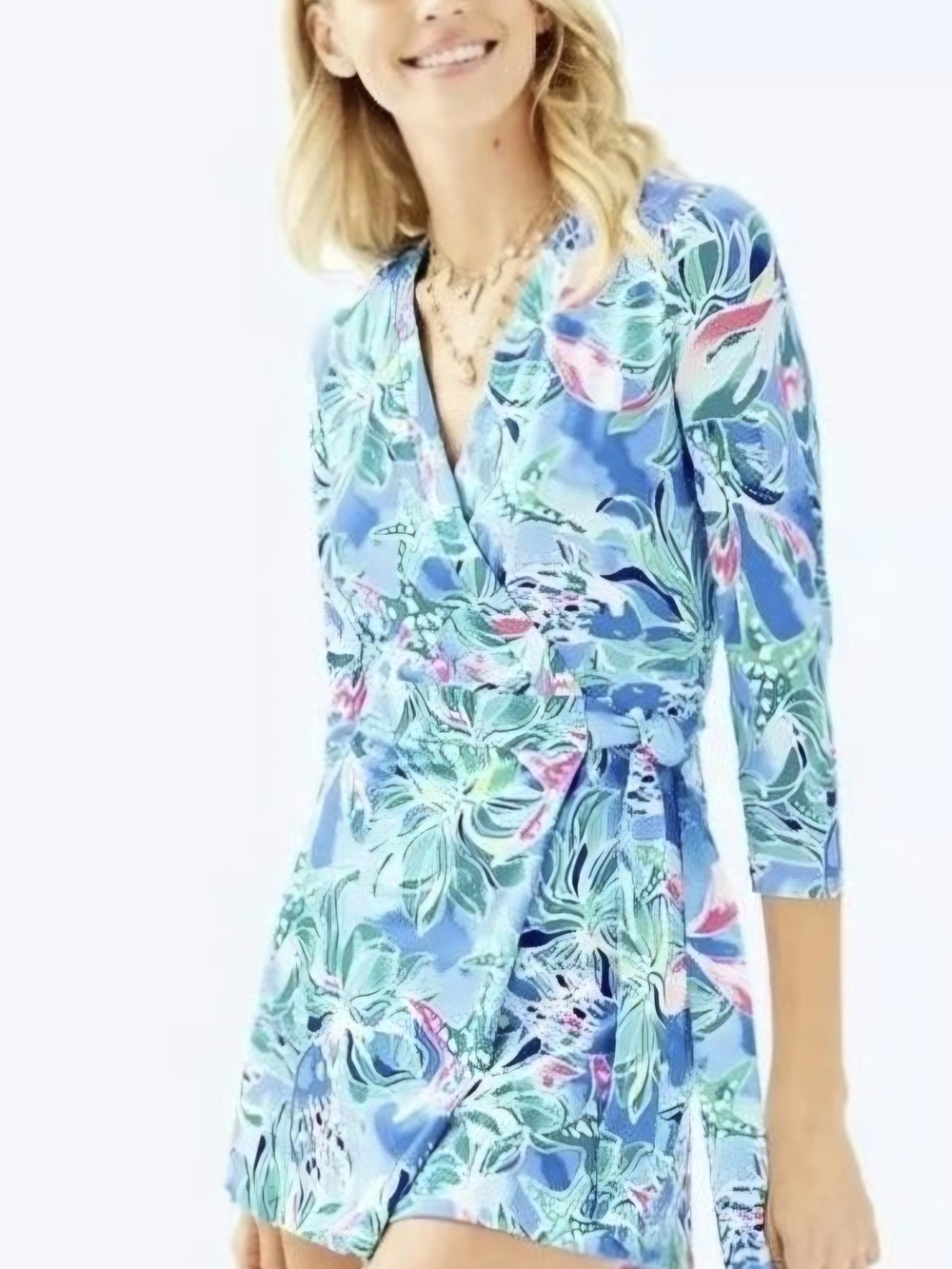 Lilly Pulitzer Karlie Blue Floral Wrap Romper